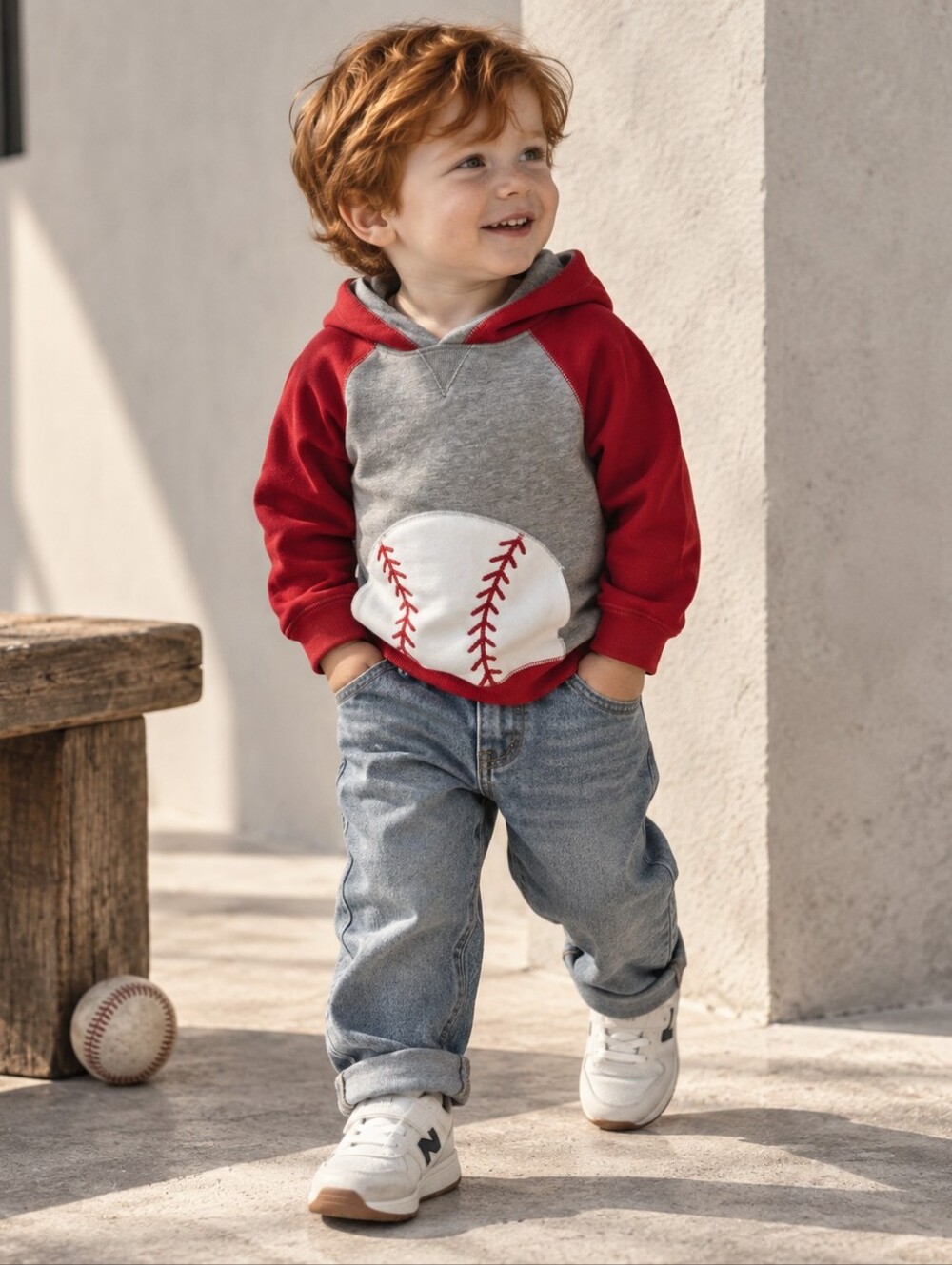 Gymboree NWT Baseball Hoodie Sweatshirt 2T-3T Gray Red Sports Toddler